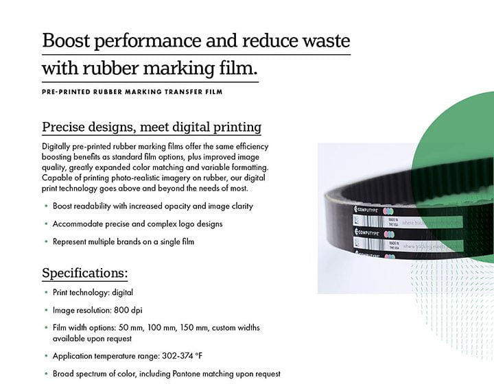 Pre-printed Rubber Marking Film Datasheet