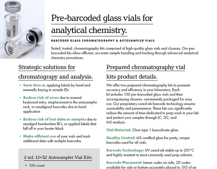 Pre-barcoded Chromatography Vials Info Sheet
